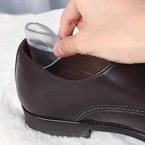 3 in 1 Arch Support Heel Cushion and Liner for Men and Women, Gel Shoe Heel Inserts (Transparent)