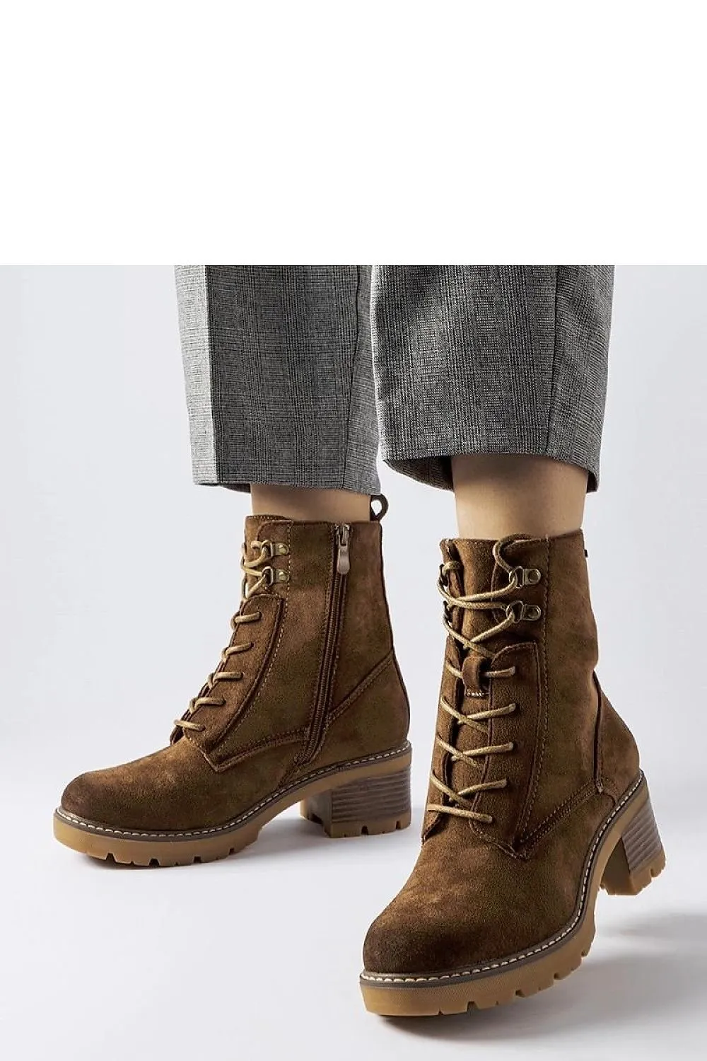 Black tied block heel boots