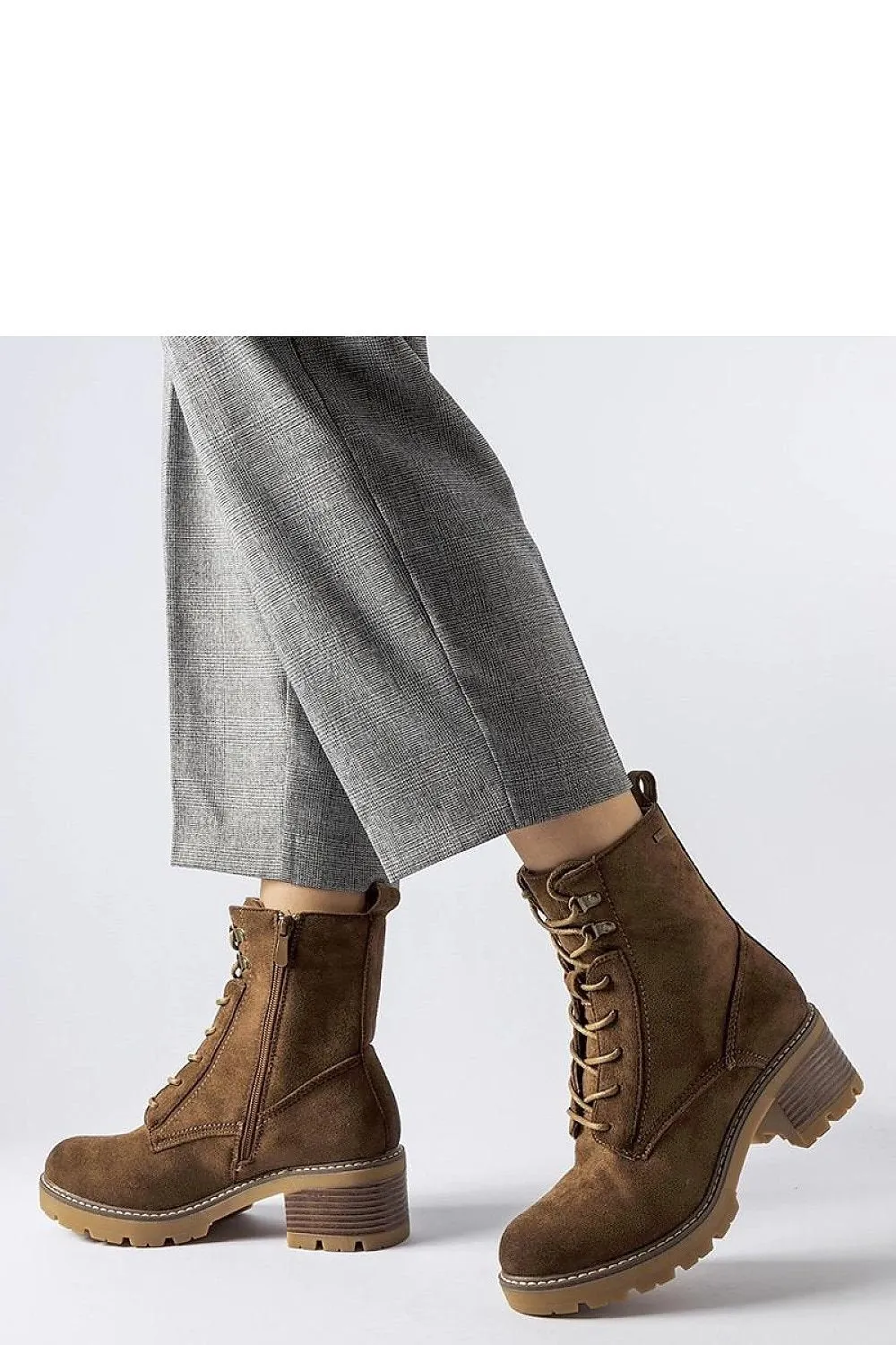 Black tied block heel boots