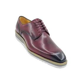 Carrucci Burgundy Men's Leather Lace-Up Casual Shoes