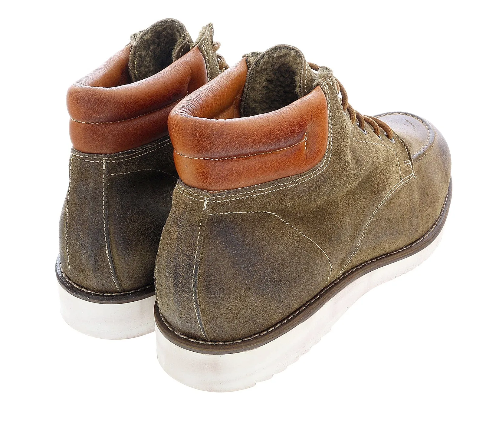 DANIELA FARGION Brown Suede Reinforced Lace Up Ankle Boots-