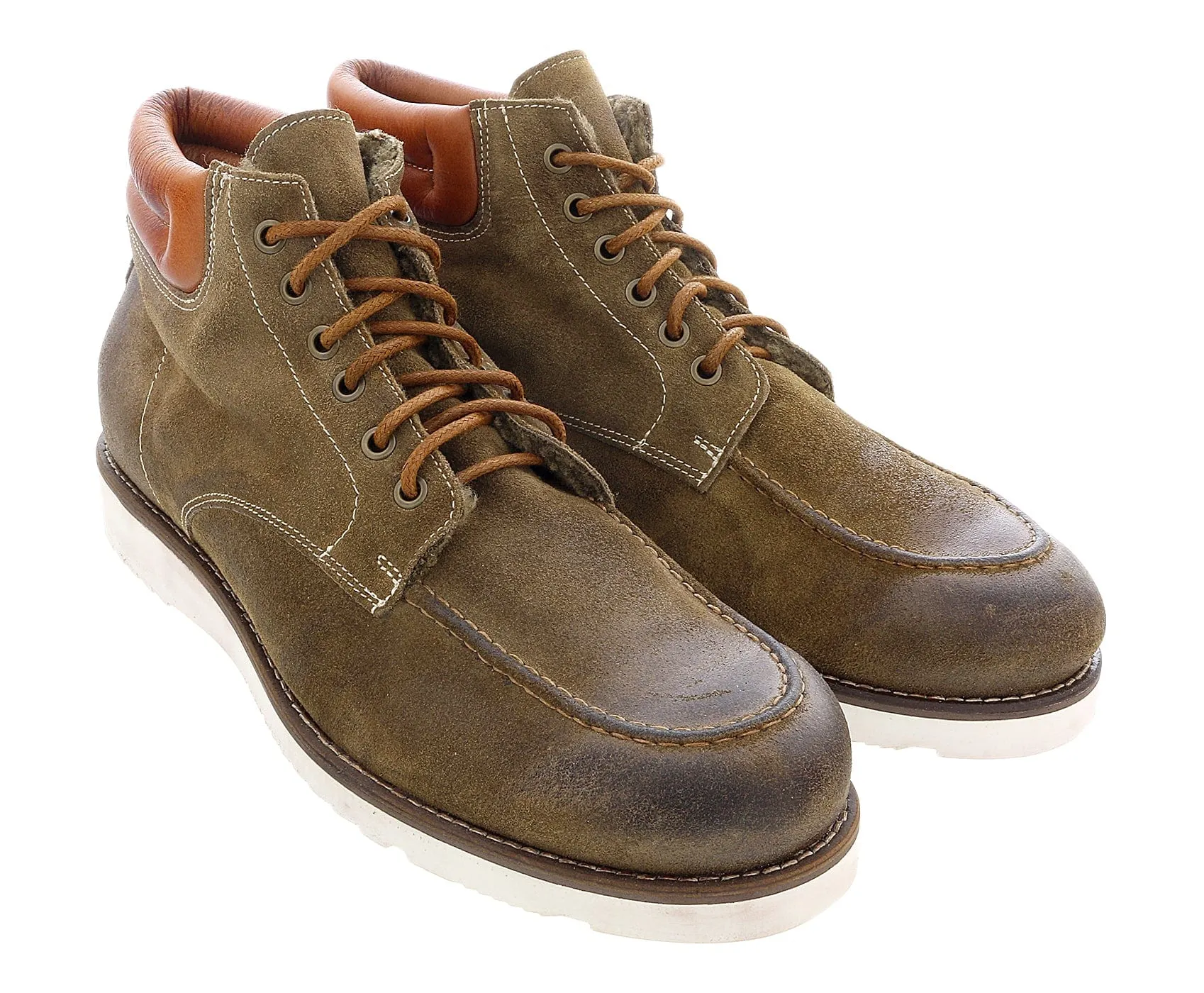 DANIELA FARGION Brown Suede Reinforced Lace Up Ankle Boots-
