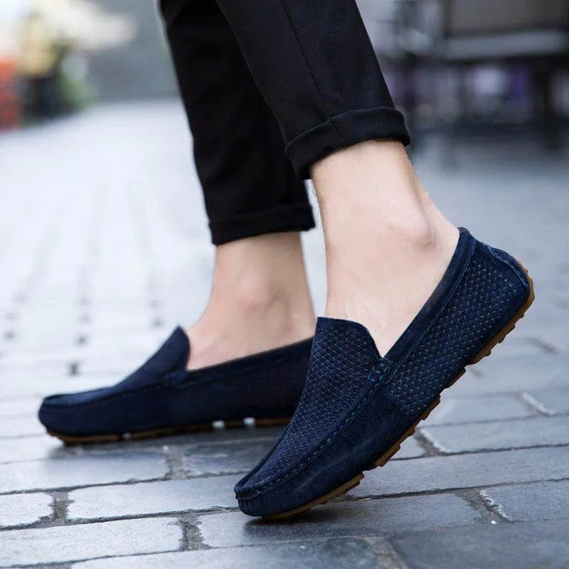Genuine Suede Leather Men Shoes Casual Breathable Moccasins