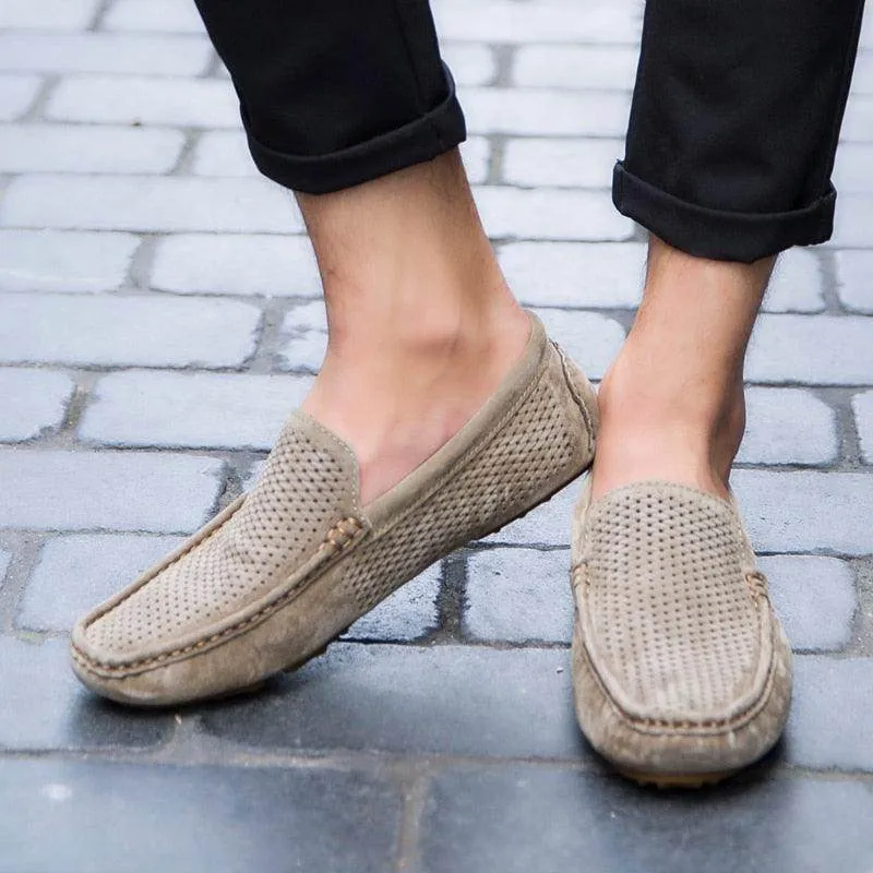 Genuine Suede Leather Men Shoes Casual Breathable Moccasins