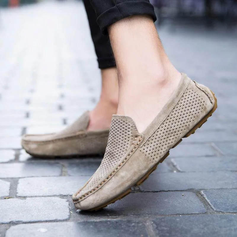 Genuine Suede Leather Men Shoes Casual Breathable Moccasins