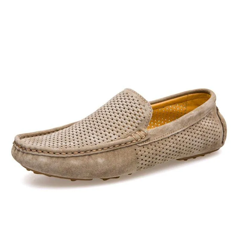 Genuine Suede Leather Men Shoes Casual Breathable Moccasins