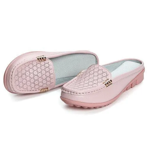 Hollowed Out Slippers Breathable Soft Sole Loafer Flat Shoes