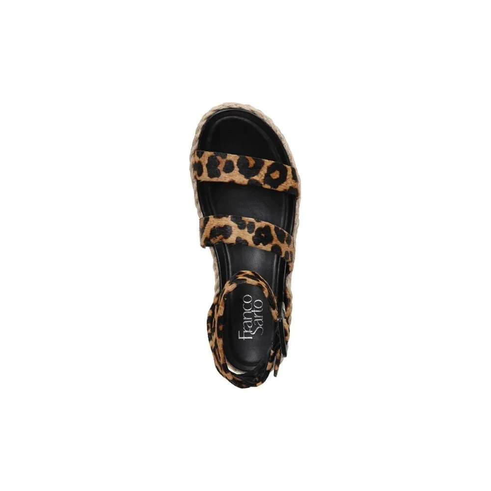 Jackson2 Camel Leopard Calf Hair Franco Sarto Platform Sandal