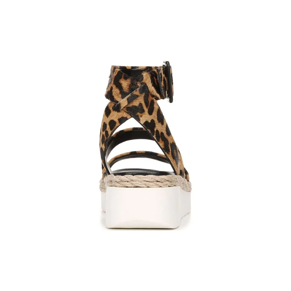 Jackson2 Camel Leopard Calf Hair Franco Sarto Platform Sandal
