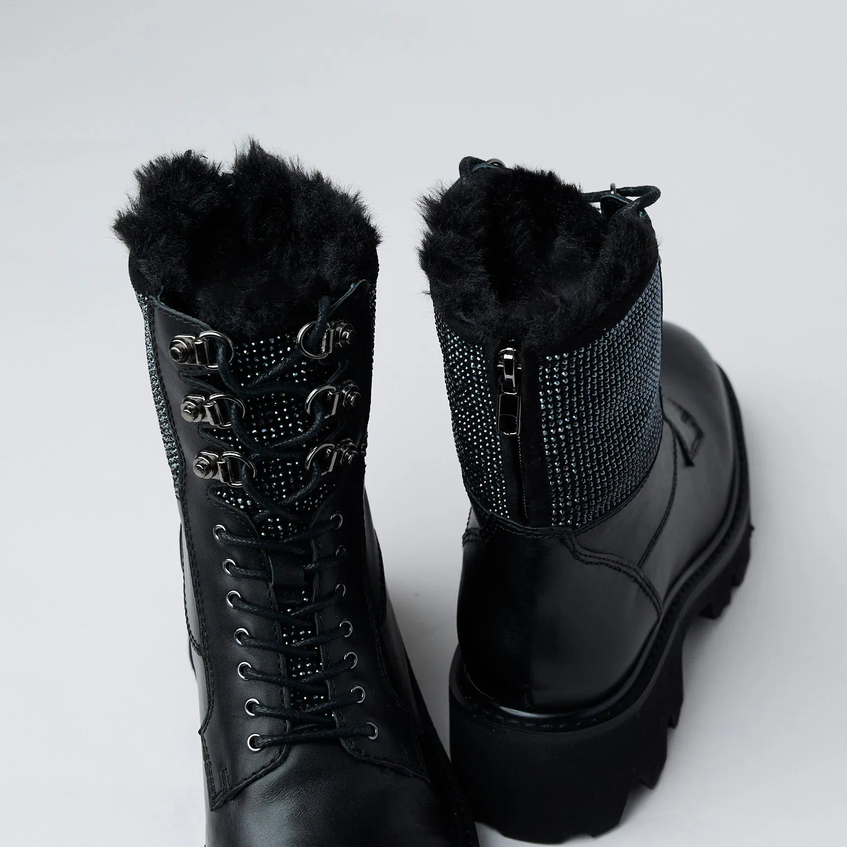 Lodi Black Leather Hiking Boots
