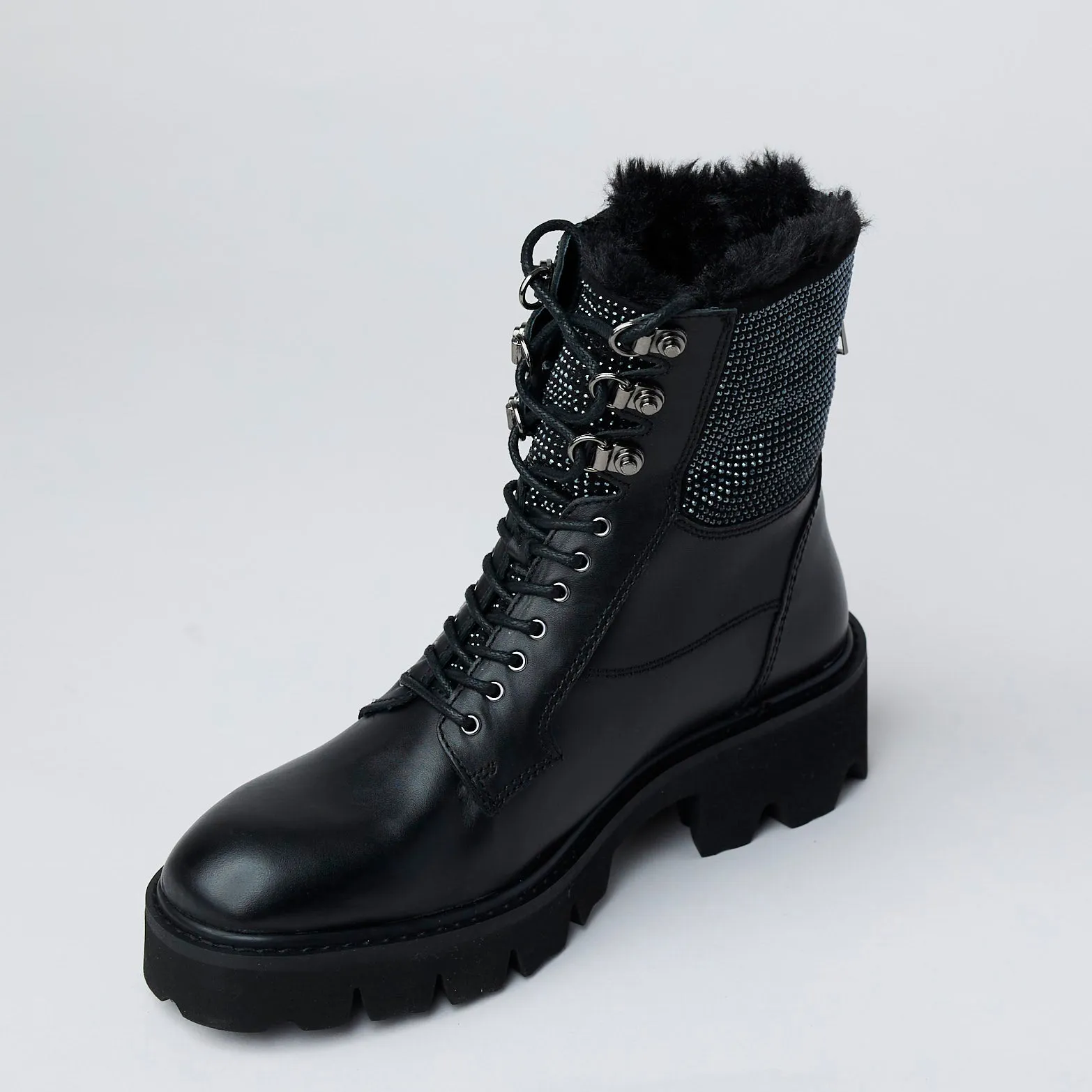 Lodi Black Leather Hiking Boots