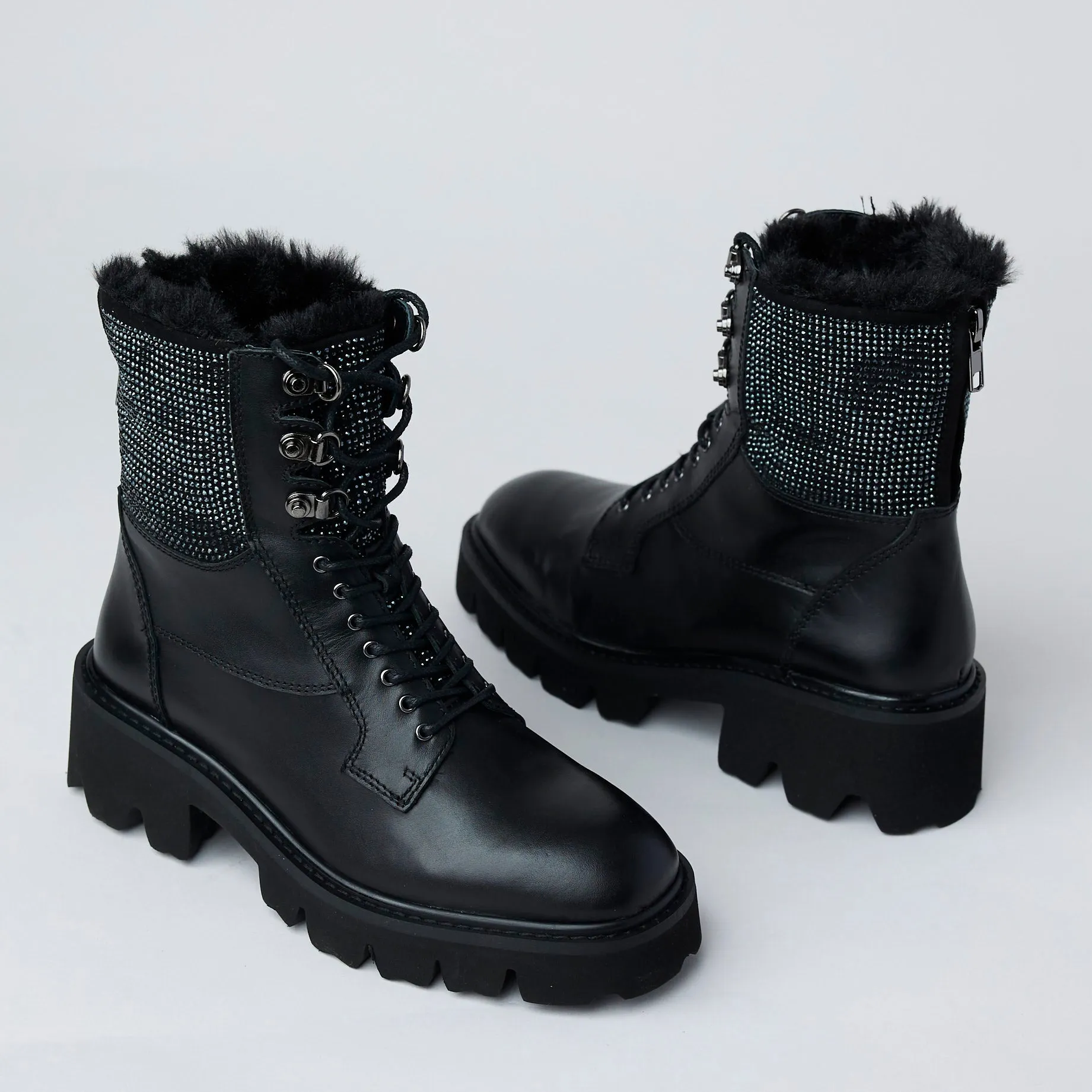 Lodi Black Leather Hiking Boots