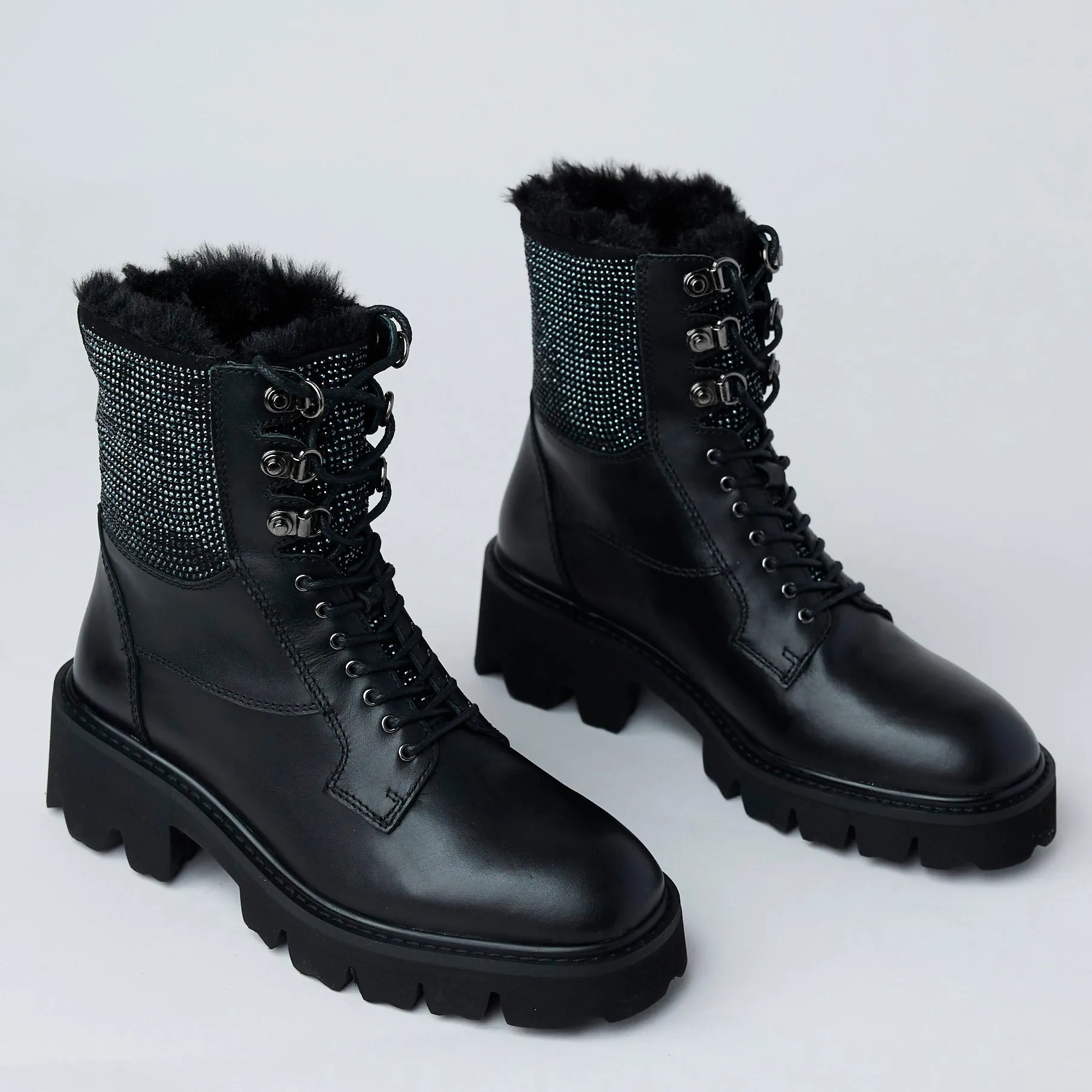 Lodi Black Leather Hiking Boots