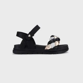 Mayoral Sandals with Braid - Black/Gold