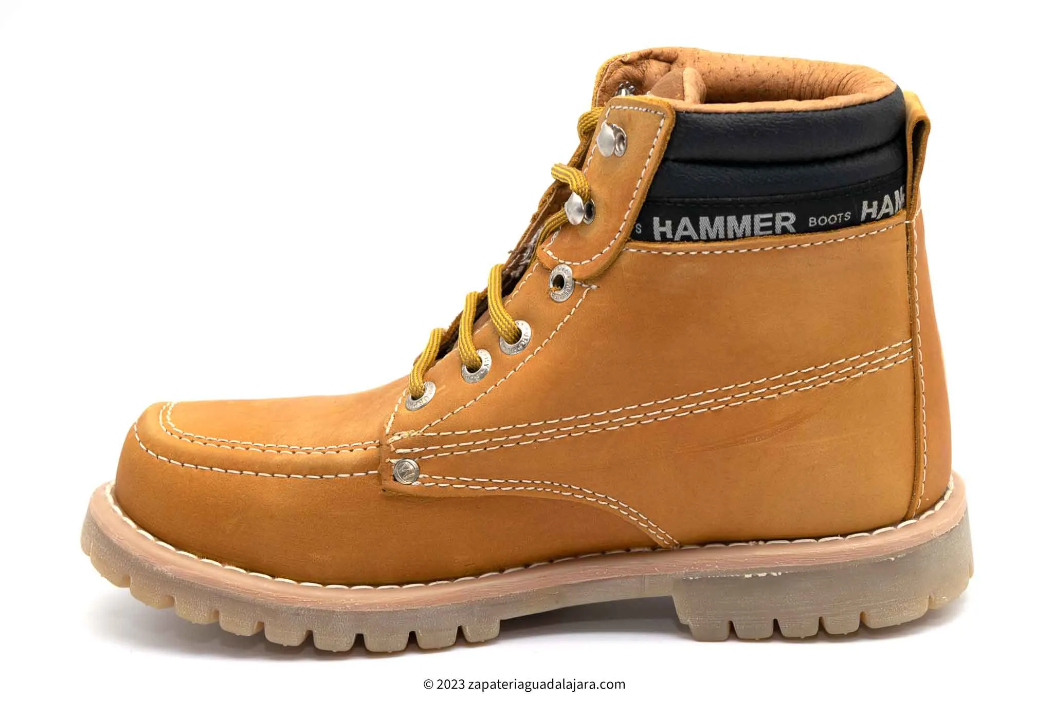 MEN'S 6" SOFT TOE RUBBER SOLE HONEY LEATHER WORK BOOT-MU056