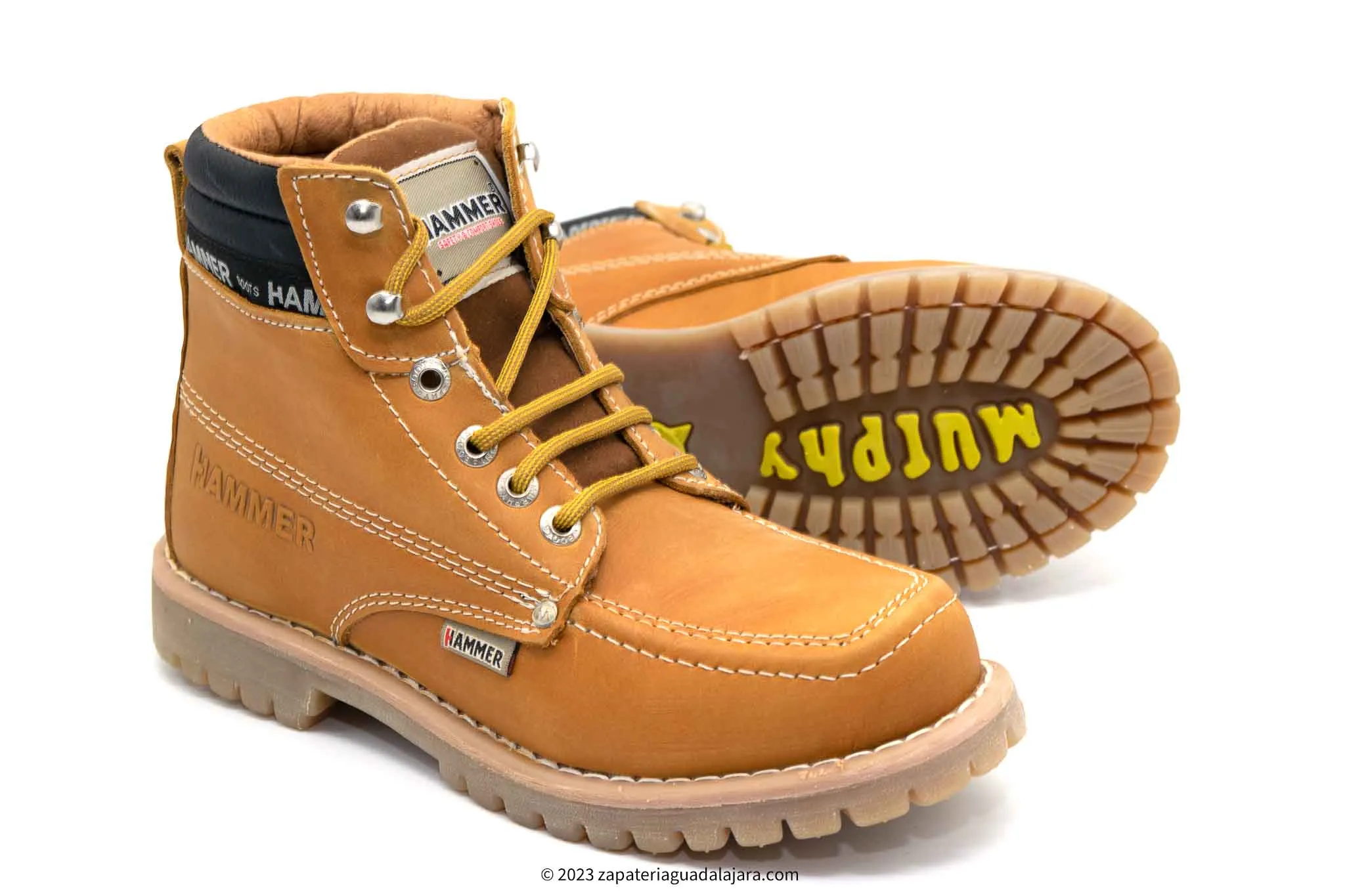 MEN'S 6" SOFT TOE RUBBER SOLE HONEY LEATHER WORK BOOT-MU056