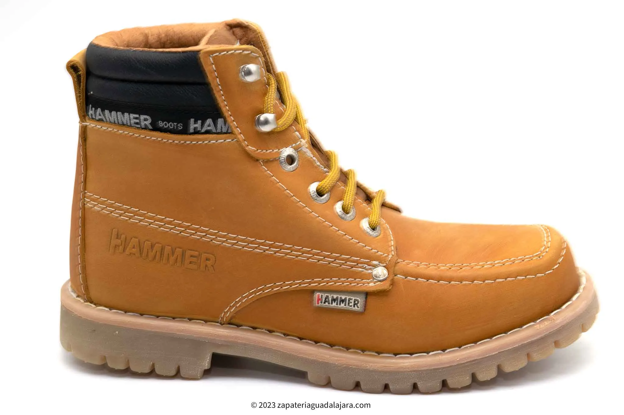 MEN'S 6" SOFT TOE RUBBER SOLE HONEY LEATHER WORK BOOT-MU056