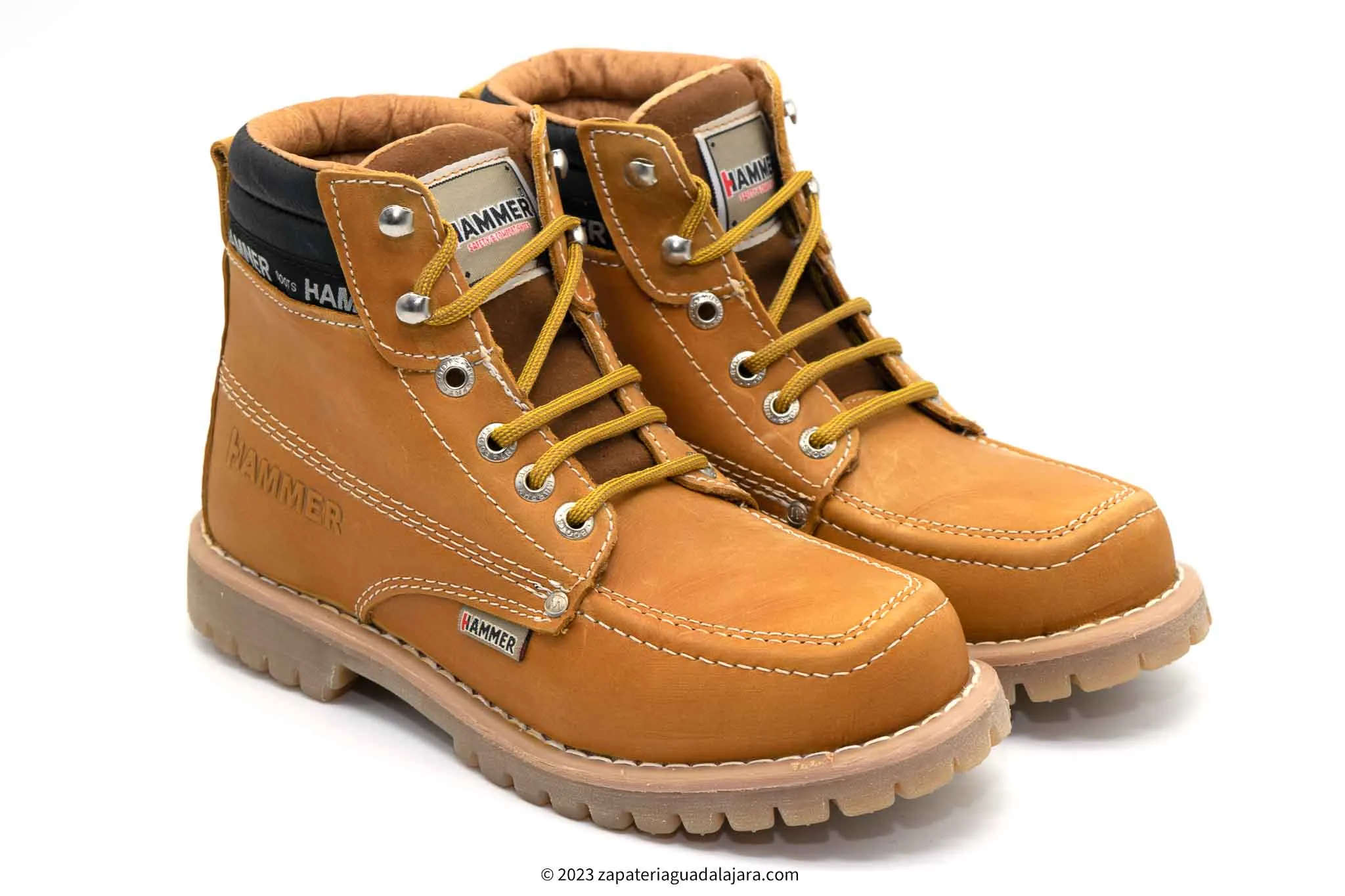 MEN'S 6" SOFT TOE RUBBER SOLE HONEY LEATHER WORK BOOT-MU056