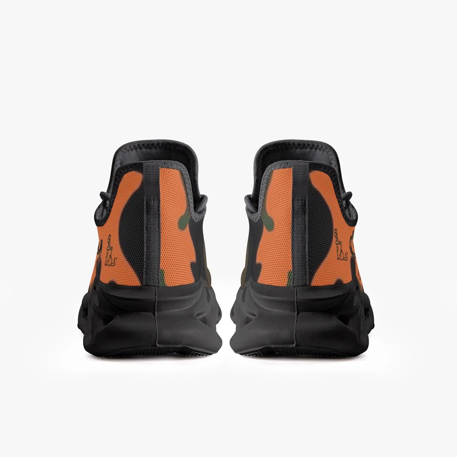 Officially Sexy Orange Army Camouflage Collection Bounce Mesh Knit Sneakers - Black