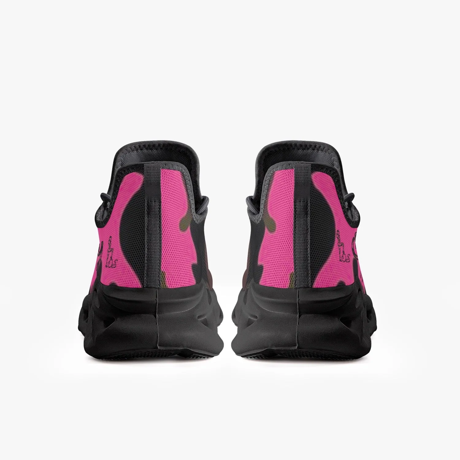 Officially Sexy Pink Army Camouflage Collection Bounce Mesh Knit Sneakers - Black