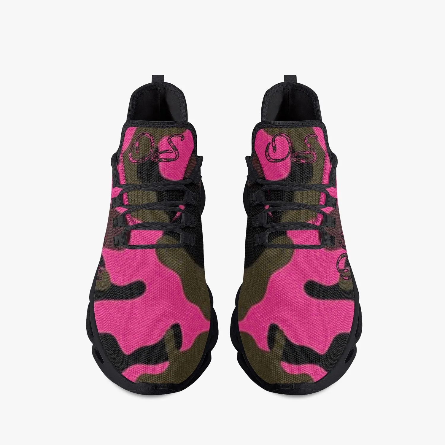 Officially Sexy Pink Army Camouflage Collection Bounce Mesh Knit Sneakers - Black