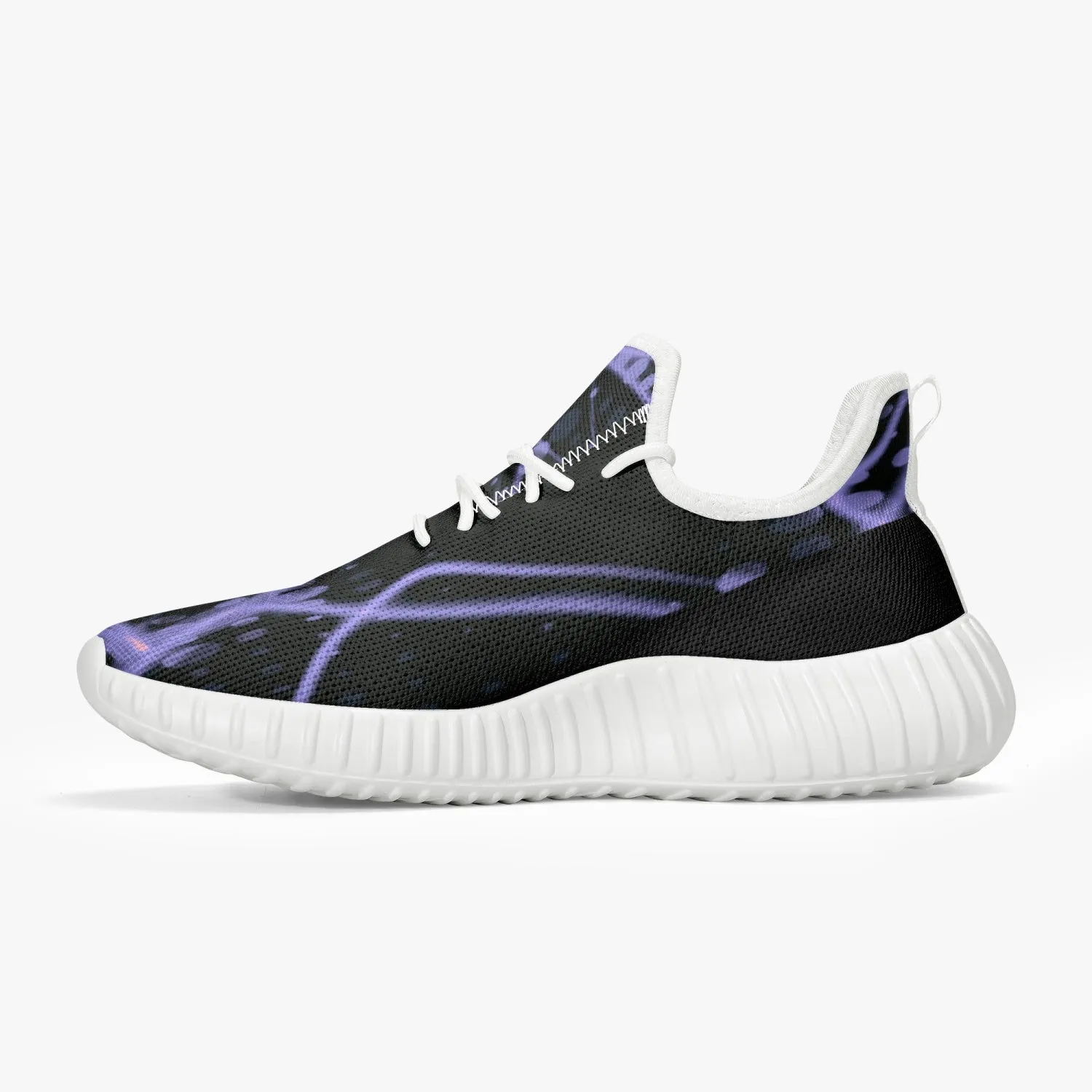 Officially Sexy Purple & Black Laser Print Mesh Knit Sneakers - With White or Black Sole