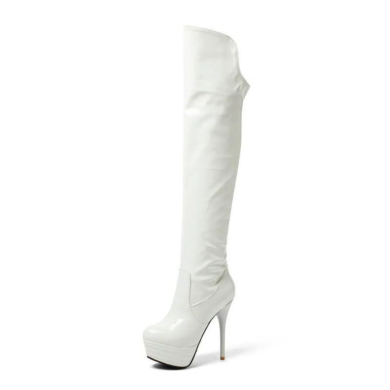 Patent Leather High-Heeled Boots And Steel Pipe Dance Party Boots