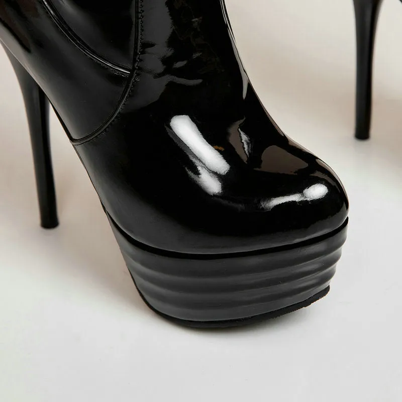 Patent Leather High-Heeled Boots And Steel Pipe Dance Party Boots