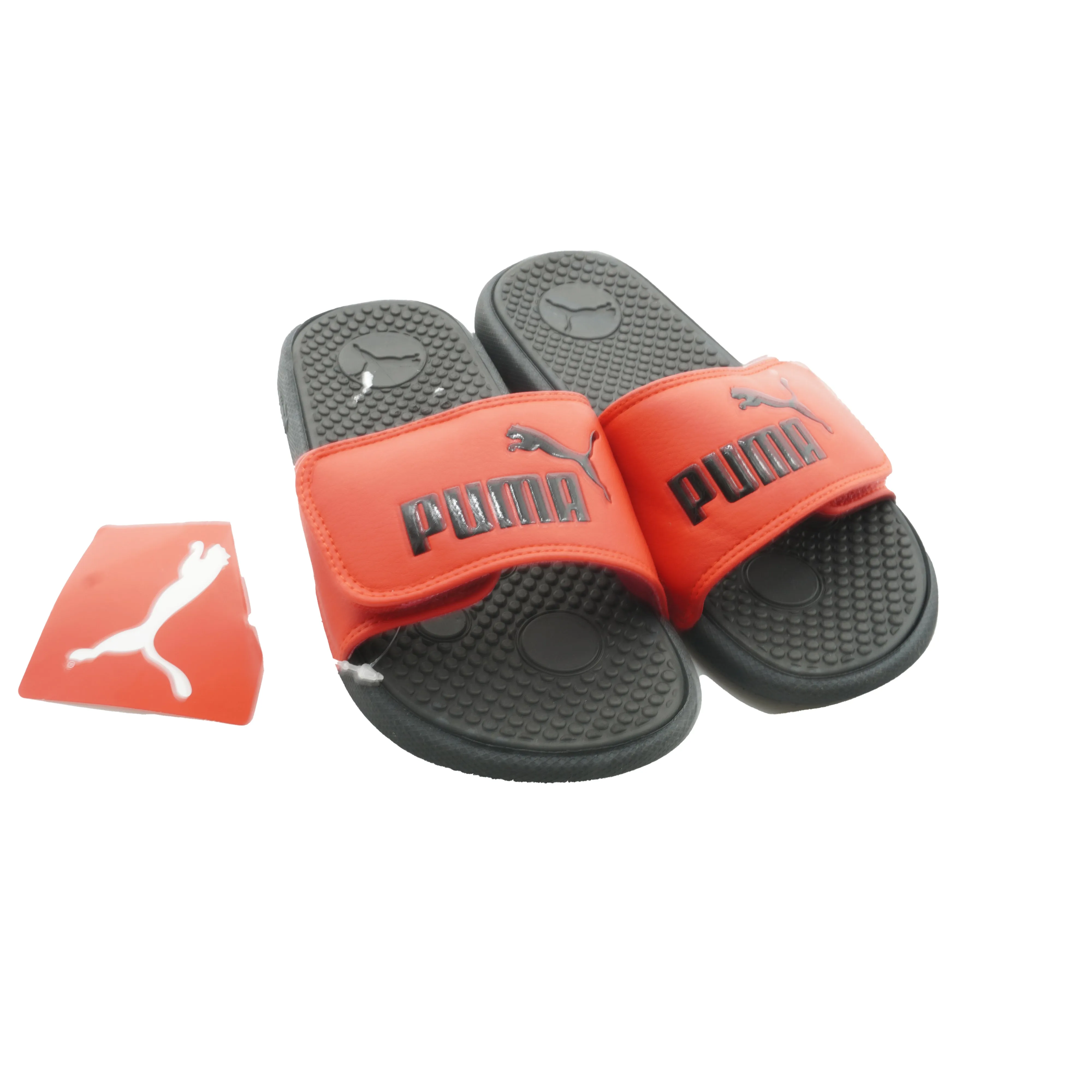 Puma Little Kid's Adjustable Athletic Slides Red Black Size 1C