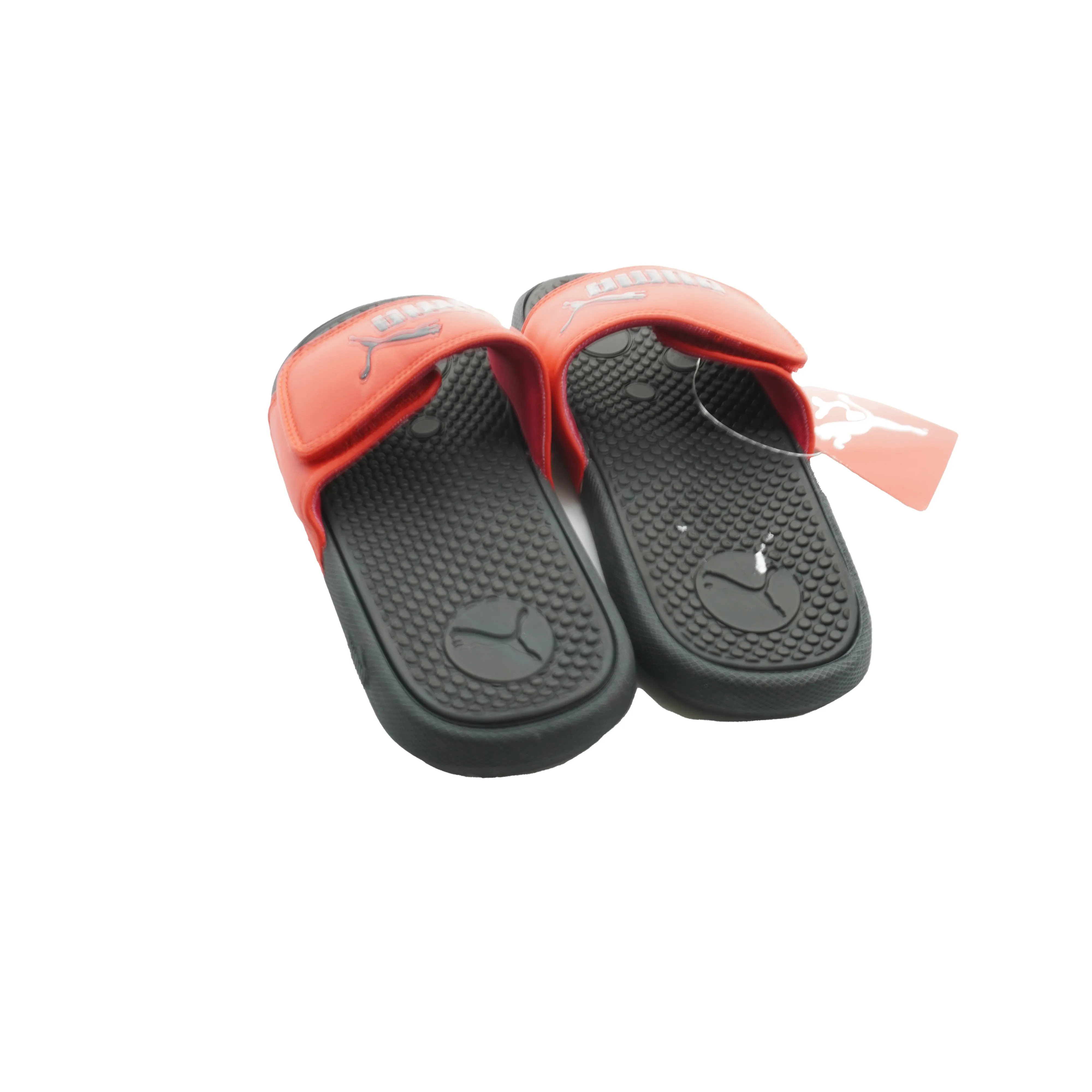 Puma Little Kid's Adjustable Athletic Slides Red Black Size 1C