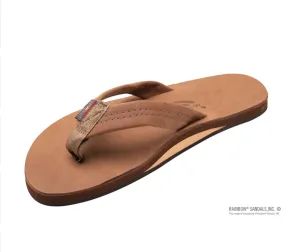 RAINBOW SANDALS Men's Single Layer Premier Leather with Arch Support 1" Strap - REDWOOD