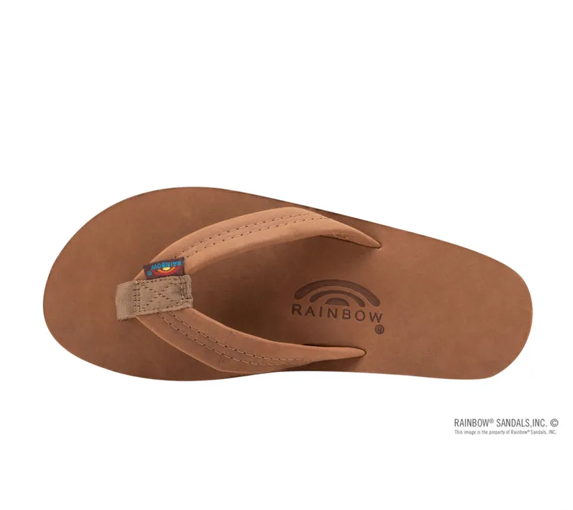 RAINBOW SANDALS Men's Single Layer Premier Leather with Arch Support 1" Strap - REDWOOD
