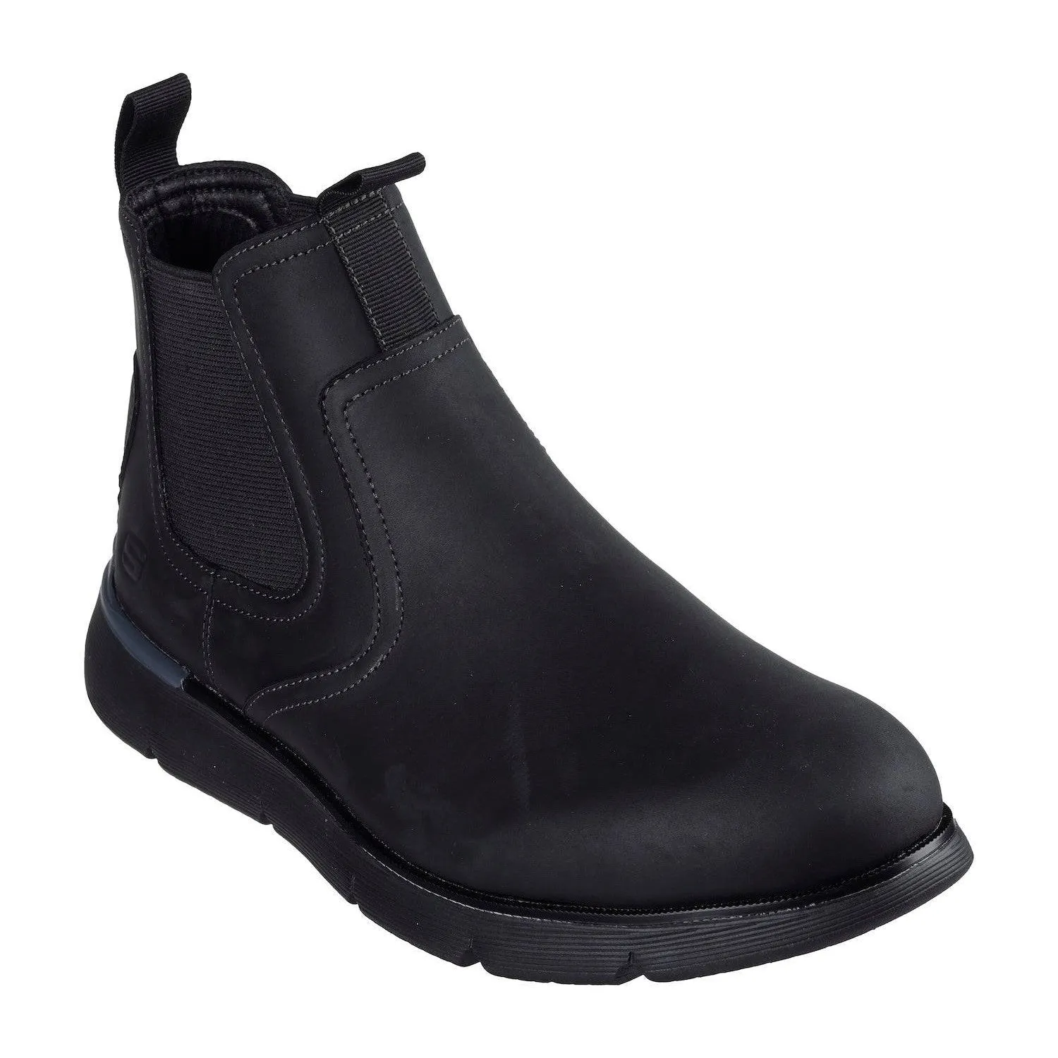 Skechers 205227 Augustino - Paulo Mens Black Leather Arch Support Pull On Ankle Boots