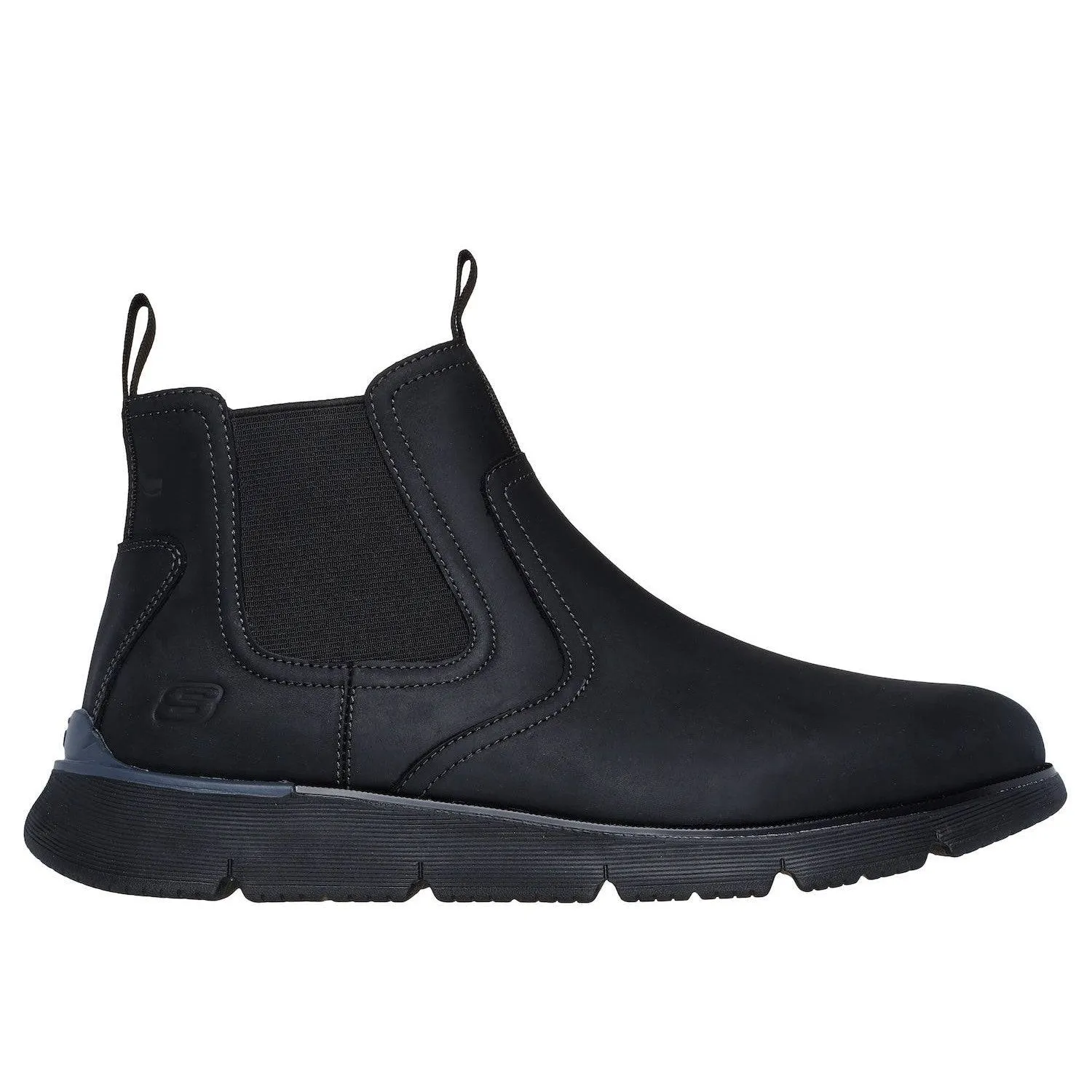Skechers 205227 Augustino - Paulo Mens Black Leather Arch Support Pull On Ankle Boots