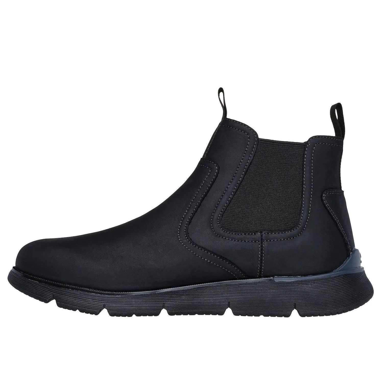 Skechers 205227 Augustino - Paulo Mens Black Leather Arch Support Pull On Ankle Boots