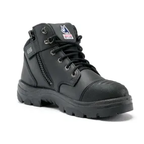 Steel Blue Black Parkes Zip Sided Lace Up Steel Cap Safety Boot With Scuff Cap (312658)
