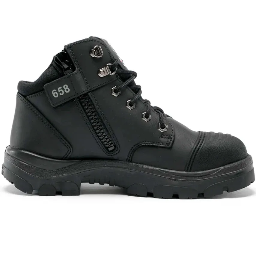 Steel Blue Black Parkes Zip Sided Lace Up Steel Cap Safety Boot With Scuff Cap (312658)