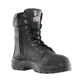 Steel Blue Black Portland Zip Sided Lace Up Steel Toe Cap Safety Boot With Scuff Cap (312654) (Pre-Order)