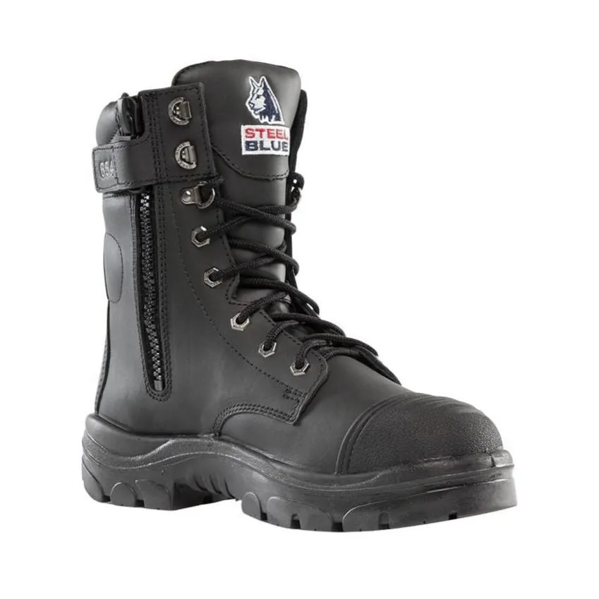 Steel Blue Black Portland Zip Sided Lace Up Steel Toe Cap Safety Boot With Scuff Cap (312654) (Pre-Order)