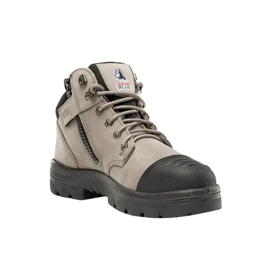 Steel Blue Slate Parkes Zip Sided Lace Up Steel Cap Safety Boot With Scuff Cap (312658) (Pre-Order)