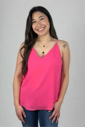 V-Neck Chiffon Cami Pink