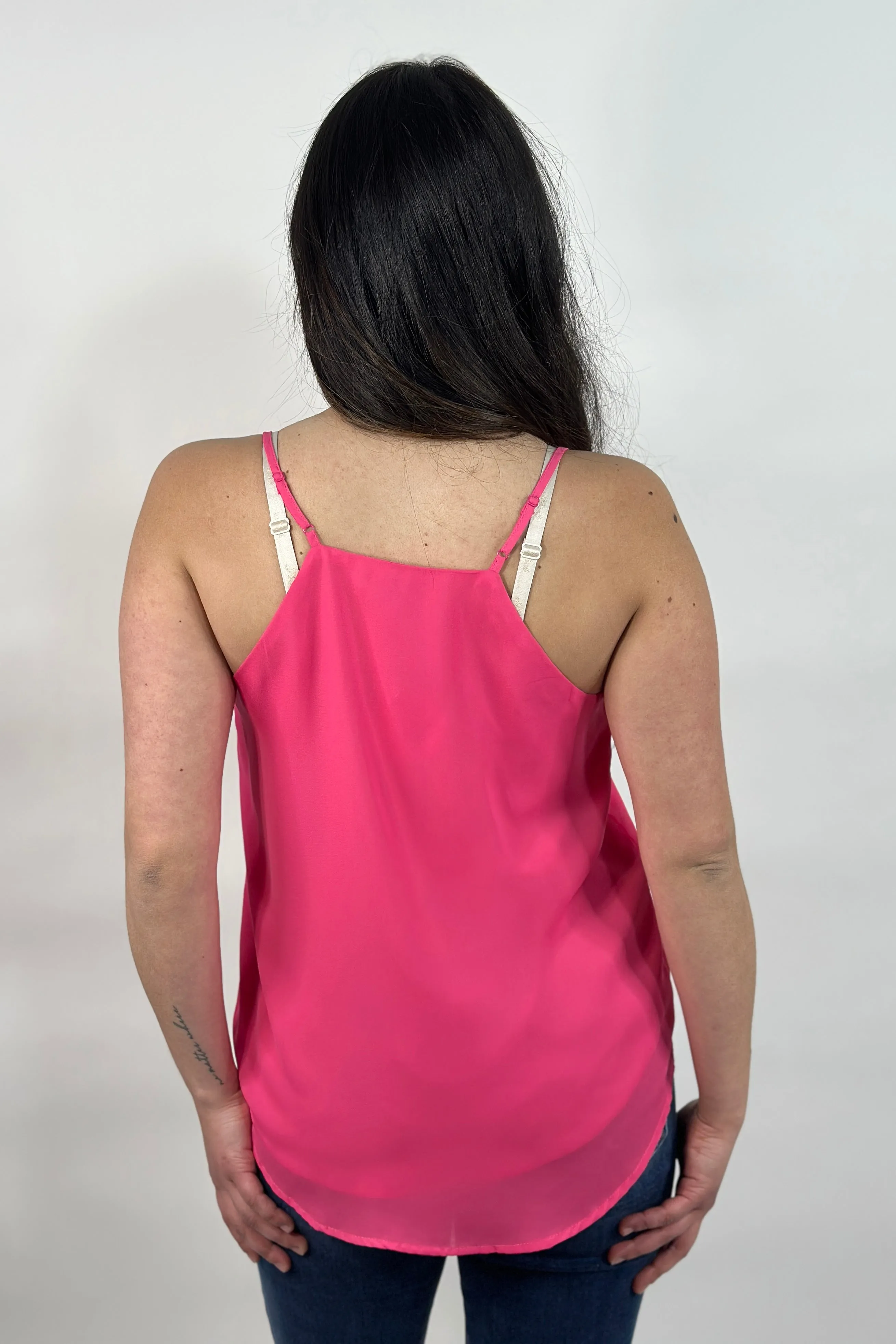 V-Neck Chiffon Cami Pink