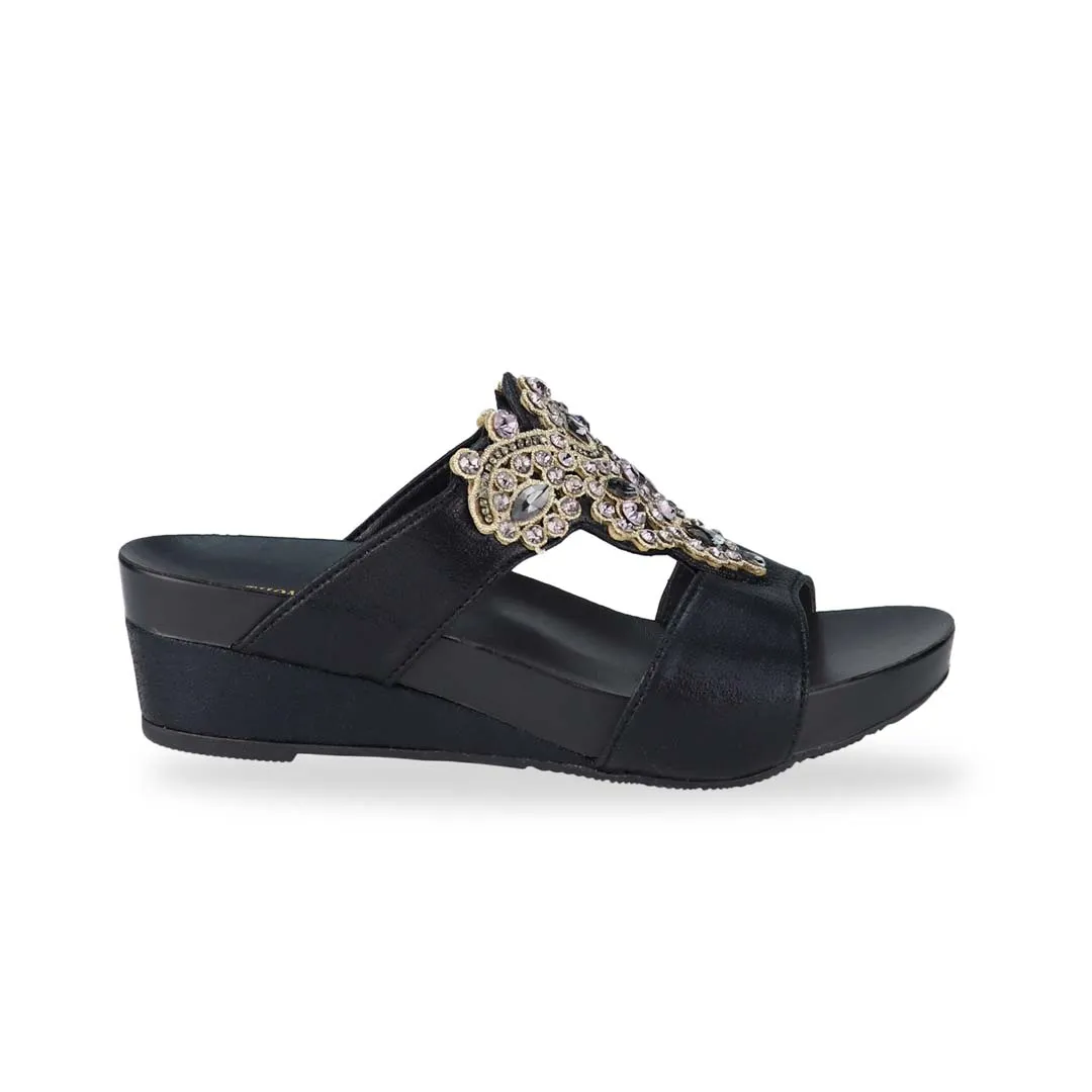 Vintage Rhinestone Low Wedge Sandals 2" inch [Arch-legance Series]