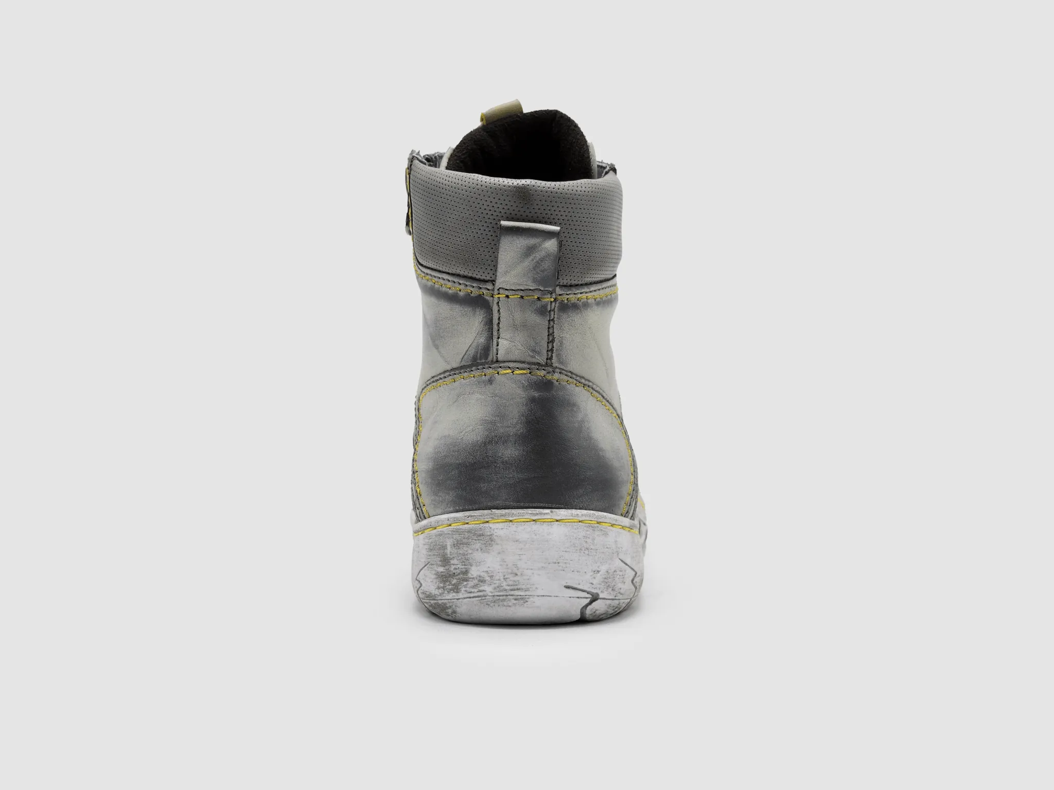 Women's Original Insulated Zip-Up Leather Boots - Grey & Yellow