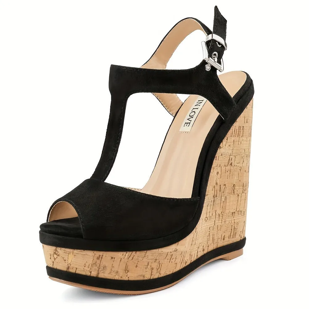 Women's Platform  Heel and Adjustable Strap  Sandals