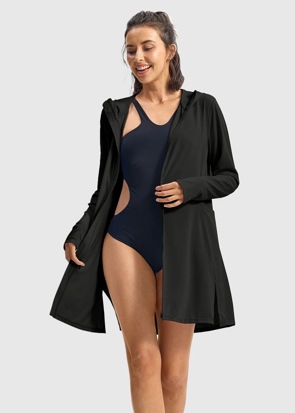 Women's UPF 50  Swimsuit Cover-up Long Coat