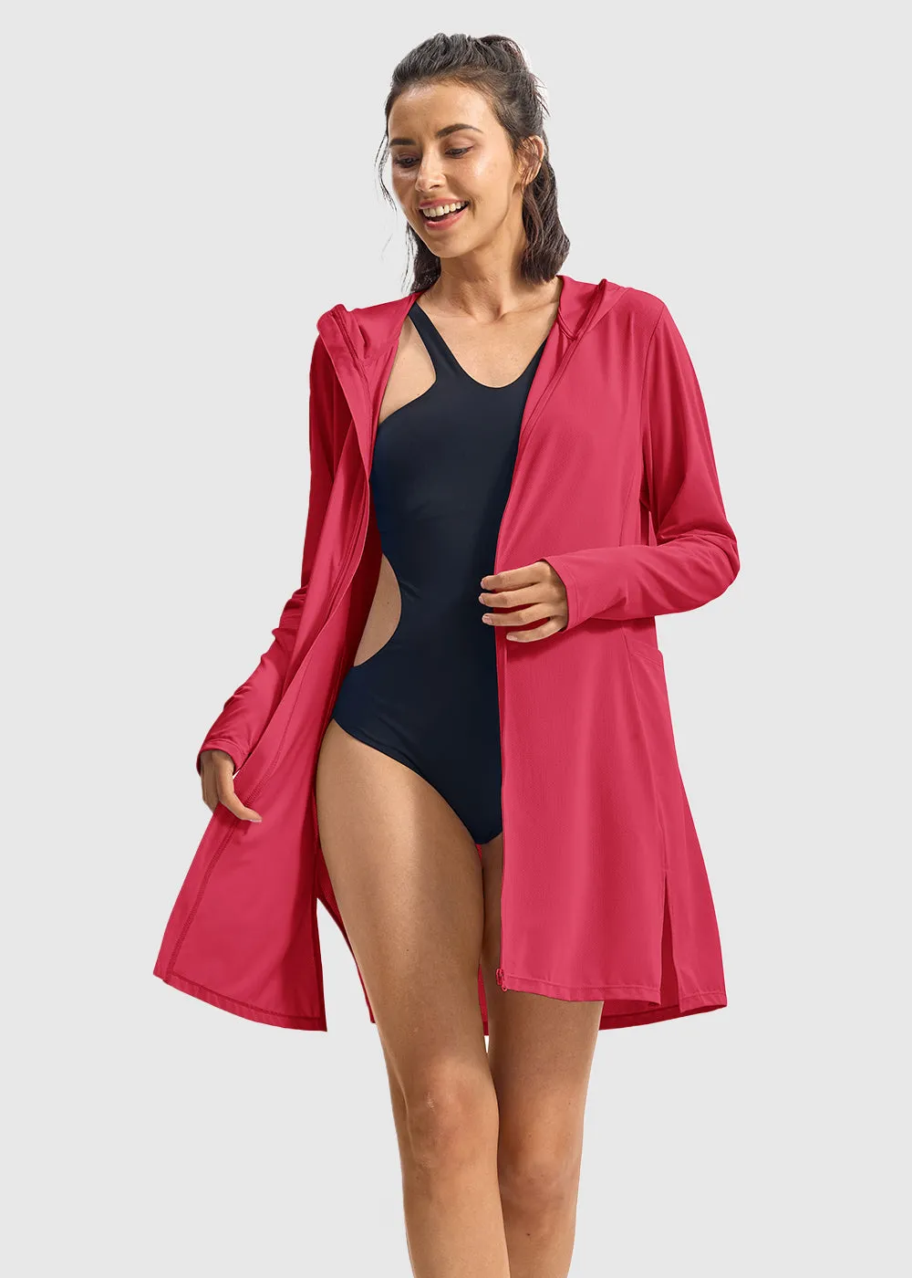 Women's UPF 50  Swimsuit Cover-up Long Coat