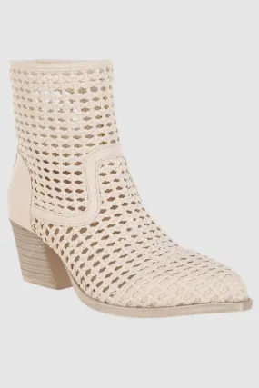 Woven Vegan Leather Block Heel Boots